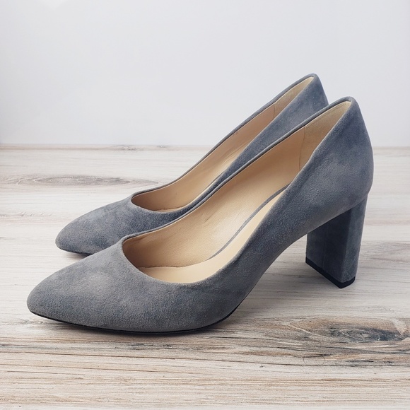 M. Gemi Lustro gray suede 70mm block heel pump - Picture 3 of 7